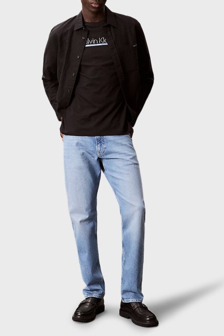 Calvin Klein % 100 Pamuk Regular Fit Bisiklet Yaka Logolu LV04RC852GUB1 Erkek T Shirt LV04RC852G UB1 SİYAH - Calvin Klein (1)