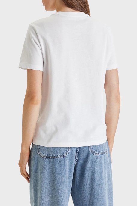 Calvin Klein % 100 Pamuk Regular Fit Bisiklet Yaka LV044E215GYAA Bayan T Shirt LV044E215G YAA BEYAZ - Calvin Klein (1)