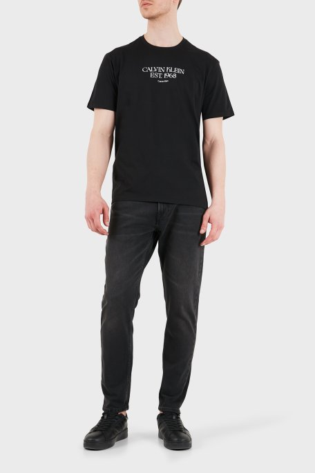 Calvin Klein % 100 Pamuk Regular Fit Bisiklet Yaka LV14RF804GUB1 Erkek T Shirt LV14RF804G UB1 SİYAH - Calvin Klein (1)