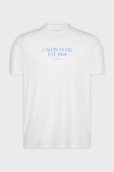 Calvin Klein % 100 Pamuk Regular Fit Bisiklet Yaka LV14RF804GYAF Erkek T Shirt LV14RF804G YAF BEYAZ - Calvin Klein