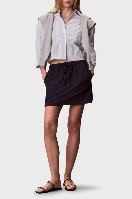 Calvin Klein % 100 Pamuk Regular Fit Çizgili Uzun Kollu LV047F105GC1O Bayan Gömlek LV047F105G C1O MAVİ - Calvin Klein (1)