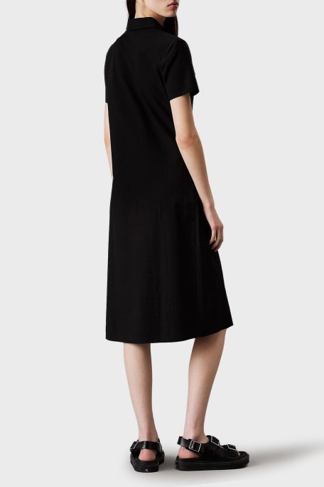 Calvin Klein % 100 Pamuk Regular Fit Düğmeli Midi Boy J20J225299BEH Bayan Elbise J20J225299 BEH SİYAH - Calvin Klein (1)