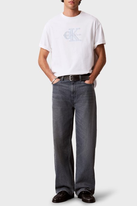 Calvin Klein % 100 Pamuk Regular Fit Logolu Bisiklet Yaka LV04RF819GYAF Erkek T Shirt LV04RF819G YAF BEYAZ - Calvin Klein (1)