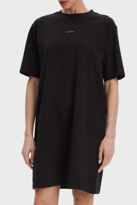 Calvin Klein % 100 Pamuk Sıfıt Yaka Oversize Fit Mini Boy J20J225289BEH Bayan Elbise J20J225289 BEH SİYAH - Calvin Klein