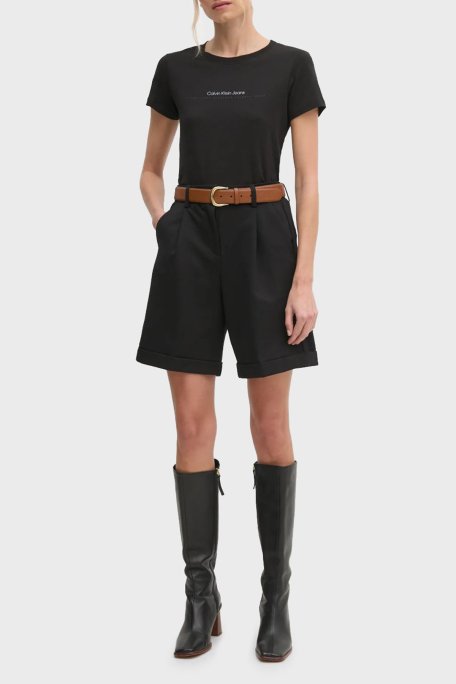 Calvin Klein % 100 Pamuk Slim Fit Bisiklet Yaka J20J224990BEH Bayan T Shirt J20J224990 BEH SİYAH - Calvin Klein (1)