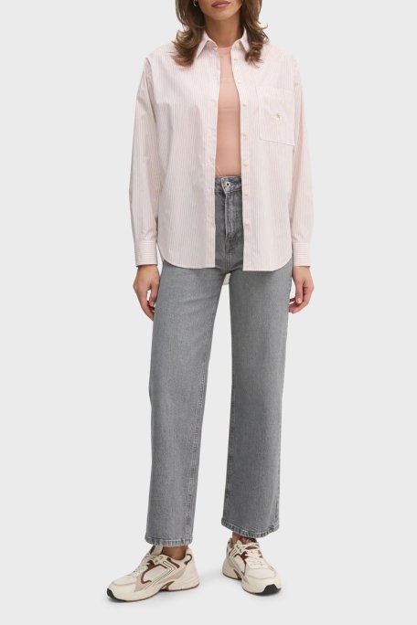 Calvin Klein % 100 Pamuk Slim Fit Bisiklet Yaka J20J224990TGW Bayan T Shirt J20J224990 TGW PUDRA - Calvin Klein (1)