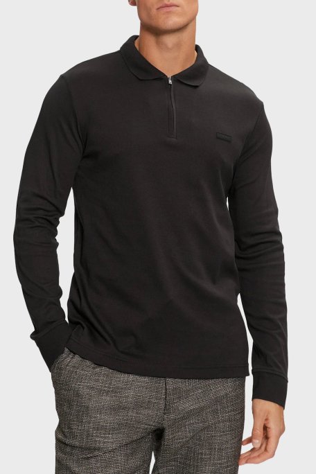 Calvin Klein % 100 Pamuk Slim Fit Yarım Fermuarlı Polo Yaka K10K113586BEH Erkek Sweat K10K113586 BEH SİYAH - Calvin Klein
