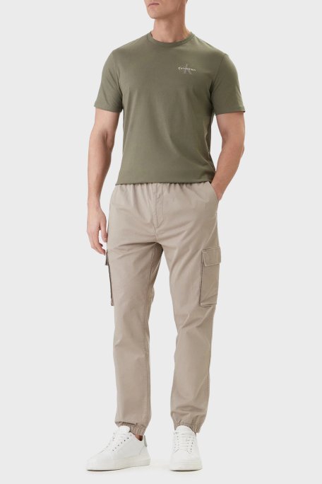 Calvin Klein % 100 Pamuklu Logolu Bisiklet Yaka LV04RF278GLDY Erkek T Shirt LV04RF278G LDY HAKİ - Calvin Klein (1)