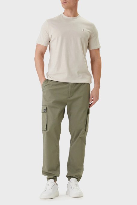 Calvin Klein % 100 Pamuklu Regular Fit Logolu Bisiklet Yaka Erkek T Shirt LV04RC272G 2JX BEJ - Calvin Klein (1)