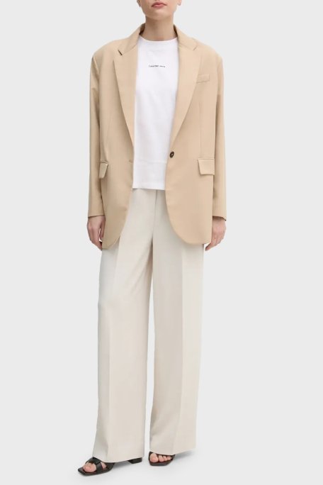 Calvin Klein Baskılı % 100 Pamuk Comfort Fit Bisiklet Yaka J20J225261YAA Bayan T Shirt J20J225261 YAA BEYAZ - Calvin Klein (1)