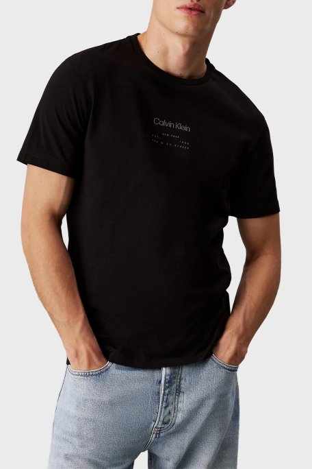 Calvin Klein Baskılı Pamuklu Regular Fit Bisiklet Yaka K10K114172BEH Erkek T Shirt K10K114172 BEH SİYAH - Calvin Klein