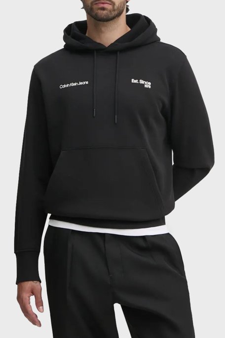 Calvin Klein Baskılı Pamuklu Regular Fit Kapüşonlu J30J326923BEH Erkek Sweat J30J326923 BEH SİYAH - Calvin Klein