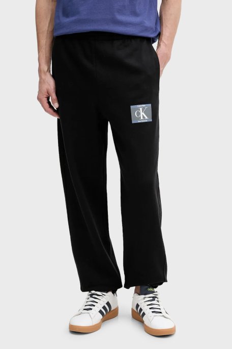 Calvin Klein Baskılı Pamuklu Regular Fit Yüksek Bel Jogger LV04RC287G0UB1 Erkek Pantolon LV04RC287G UB1 SİYAH - Calvin Klein