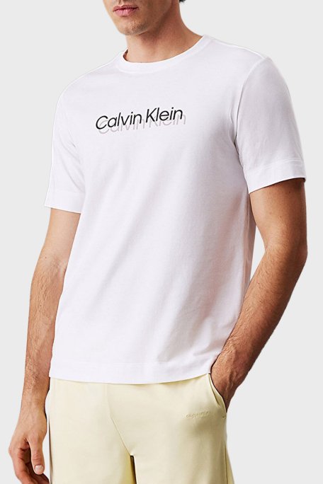 Calvin Klein Baskılı Streç Pamuklu Regular Fit Bisiklet Yaka LVGMS5K183100 Erkek T Shirt LVGMS5K183 100 BEYAZ - Calvin Klein