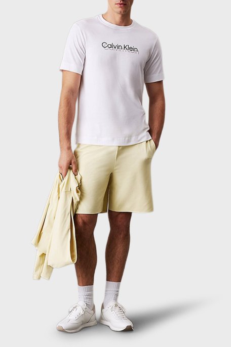 Calvin Klein Baskılı Streç Pamuklu Regular Fit Bisiklet Yaka LVGMS5K183100 Erkek T Shirt LVGMS5K183 100 BEYAZ - Calvin Klein (1)