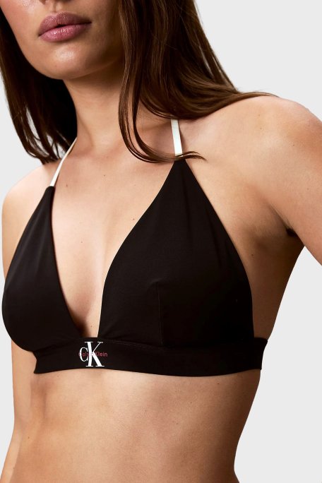 Calvin Klein Boyundan Bağlamalı Logolu LV00Q61225UB1 Bayan Bikini Üstü LV00Q61225 UB1 SİYAH - Calvin Klein