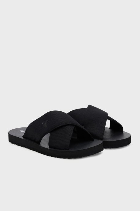 Calvin Klein Çapraz Bantlı Logolu YM0YM012230GJ Erkek Terlik YM0YM01223 0GJ SİYAH - Calvin Klein (1)