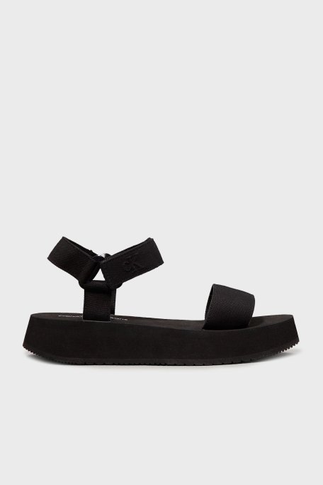 Calvin Klein Cırt Cırt Kayışlı Logolu YW0YW016930GJ Bayan Sandalet YW0YW01693 0GJ SİYAH - Calvin Klein