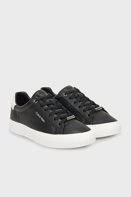 Calvin Klein Deri Logolu Bağcıklı Sneaker HW0HW027470GK Bayan Ayakkabı HW0HW02747 0GK SİYAH - Calvin Klein (1)