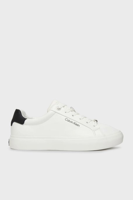 Calvin Klein Deri Logolu Bağcıklı Sneaker HW0HW027470K5 Bayan Ayakkabı HW0HW02747 0K5 BEYAZ - Calvin Klein