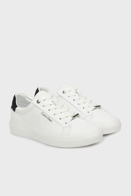 Calvin Klein Deri Logolu Bağcıklı Sneaker HW0HW027470K5 Bayan Ayakkabı HW0HW02747 0K5 BEYAZ - Calvin Klein (1)