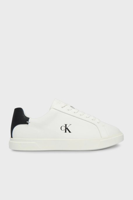 Calvin Klein Deri Logolu Bağcıklı Sneaker HW0HW0284501W Bayan Ayakkabı HW0HW02845 01W BEYAZ - Calvin Klein