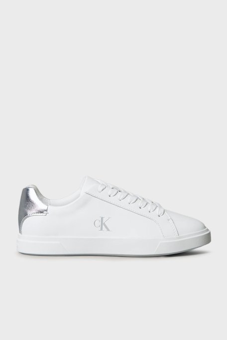 Calvin Klein Deri Logolu Bağcıklı Sneaker HW0HW028460K8 Bayan Ayakkabı HW0HW02846 0K8 BEYAZ - Calvin Klein
