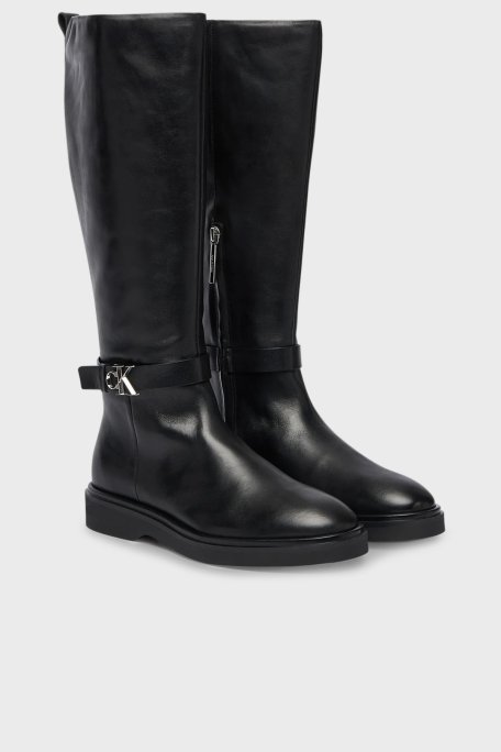 Calvin Klein Deri Logolu Fermuarlı HW0HW02665BEH Bayan Çizme HW0HW02665 BEH SİYAH - Calvin Klein (1)