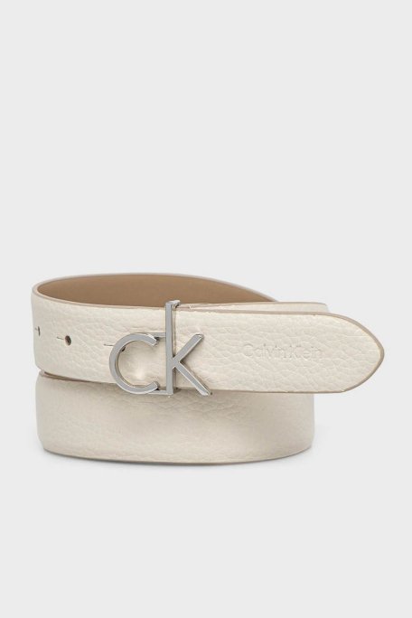 Calvin Klein Deri Logolu K60K613073PC4 Bayan Kemer K60K613073 PC4 EKRU - Calvin Klein
