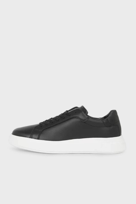 Calvin Klein Deri Logolu Kalın Taban Sneaker HM0HM01016BEH Erkek Ayakkabı HM0HM01016 BEH SİYAH - Calvin Klein