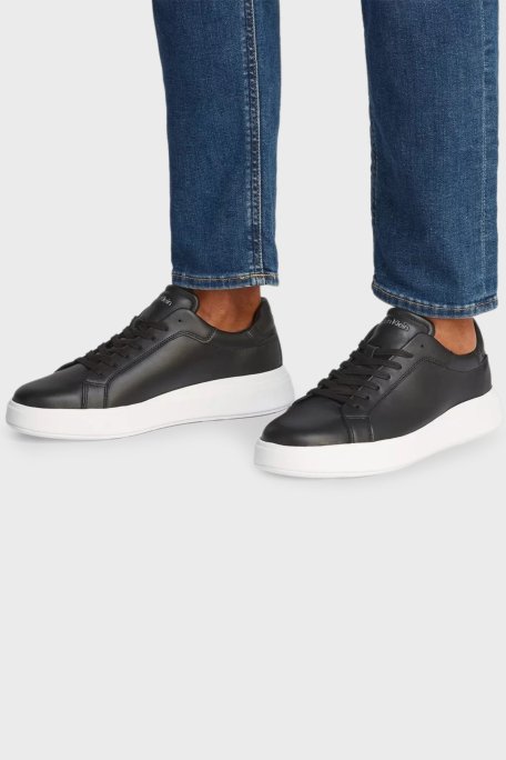 Calvin Klein Deri Logolu Kalın Taban Sneaker HM0HM01016BEH Erkek Ayakkabı HM0HM01016 BEH SİYAH - Calvin Klein (1)
