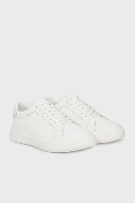 Calvin Klein Deri Logolu Kalın Taban Sneaker HM0HM019700K4 Erkek Ayakkabı HM0HM01970 0K4 BEYAZ - Calvin Klein (1)