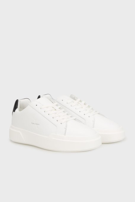 Calvin Klein Deri Logolu Kalın Taban Sneaker YM0YM0134401W Erkek Ayakkabı YM0YM01344 01W BEYAZ-SİYAH - Calvin Klein (1)