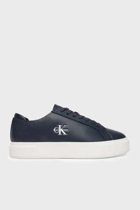Calvin Klein Deri Logolu Kalın Tabanlı Sneaker YM0YM01460BAI Erkek Ayakkabı YM0YM01460 BAI SİYAH - Calvin Klein