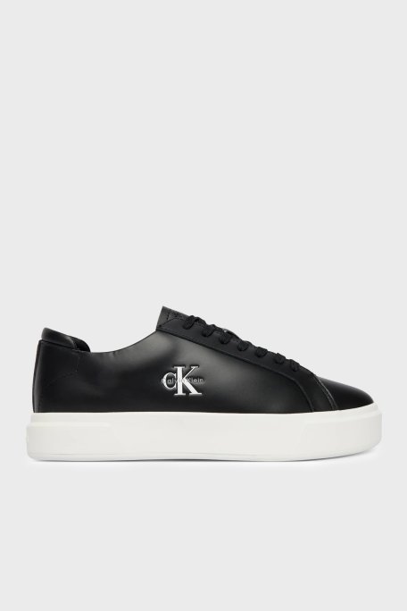 Calvin Klein Deri Logolu Kalın Tabanlı Sneaker YM0YM01460BEH Erkek Ayakkabı YM0YM01460 BEH SİYAH - Calvin Klein