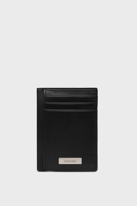 Calvin Klein Deri Logolu LV04D1065GUB1 Erkek Kartlık LV04D1065G UB1 SİYAH - Calvin Klein