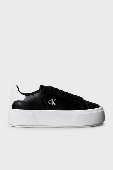 Calvin Klein Deri Logolu Platform Sneaker YW0YW019280GM Bayan Ayakkabı YW0YW01928 0GM SİYAH-BEYAZ - Calvin Klein