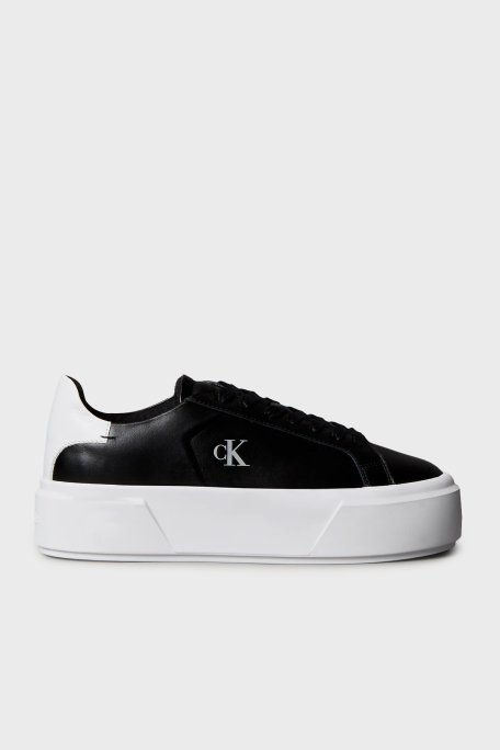 Calvin Klein Deri Logolu Platform Sneaker YW0YW01928BEH Bayan Ayakkabı YW0YW01928 BEH SİYAH - Calvin Klein