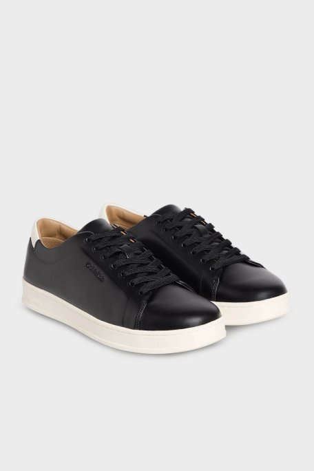Calvin Klein Deri Logolu Sneaker HM0HM018590GK Erkek Ayakkabı HM0HM01859 0GK SİYAH-EKRU - Calvin Klein (1)