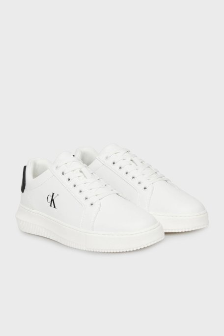 Calvin Klein Deri Logolu Sneaker YM0YM0129601W Erkek Ayakkabı YM0YM01296 01W BEYAZ-SİYAH - Calvin Klein (1)