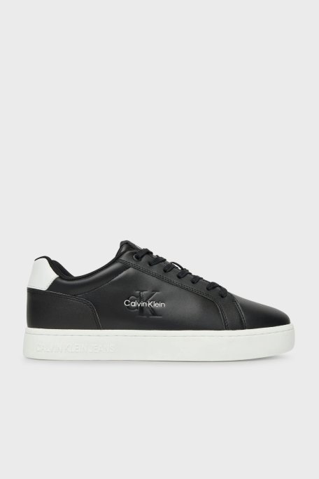 Calvin Klein Deri Logolu Sneaker YM0YM013690GM Erkek Ayakkabı YM0YM01369 0GM SİYAH-BEYAZ - Calvin Klein