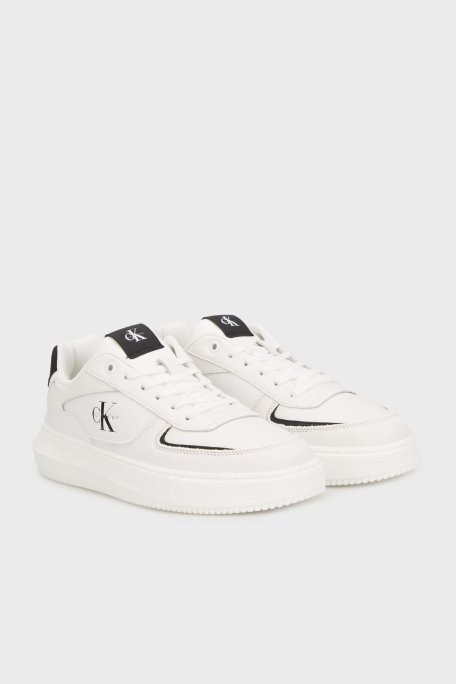 Calvin Klein Deri Logolu Sneaker YM0YM0142601W Erkek Ayakkabı YM0YM01426 01W BEYAZ-SİYAH - Calvin Klein (1)