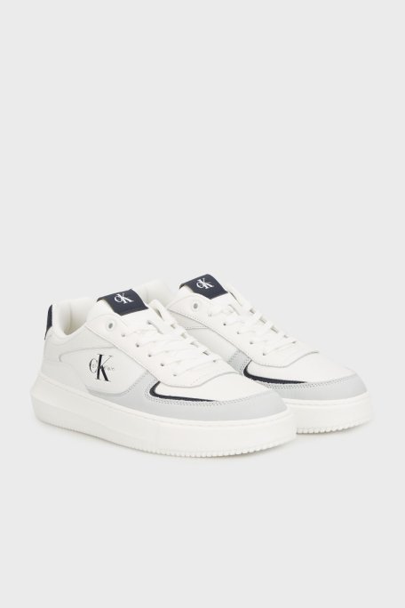 Calvin Klein Deri Logolu Sneaker YM0YM0142605Z Erkek Ayakkabı YM0YM01426 05Z Beyaz-Gri-Lacivert - Calvin Klein (1)