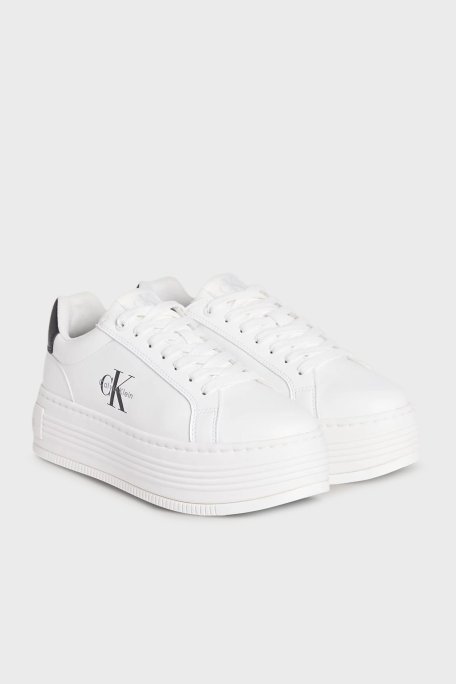 Calvin Klein Deri Platform Sneaker YW0YW0187801W Bayan Ayakkabı YW0YW01878 01W BEYAZ-SİYAH - Calvin Klein (1)