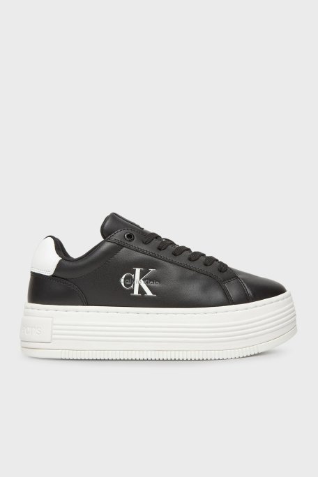 Calvin Klein Deri Platform Sneaker YW0YW018780GM Bayan Ayakkabı YW0YW01878 0GM SİYAH-BEYAZ - Calvin Klein