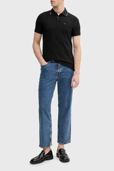 Calvin Klein Desenli % 100 Pamuk Regular Fit Düğmeli LV04LC239GUB1 Erkek Polo LV04LC239G UB1 SİYAH - Calvin Klein (1)