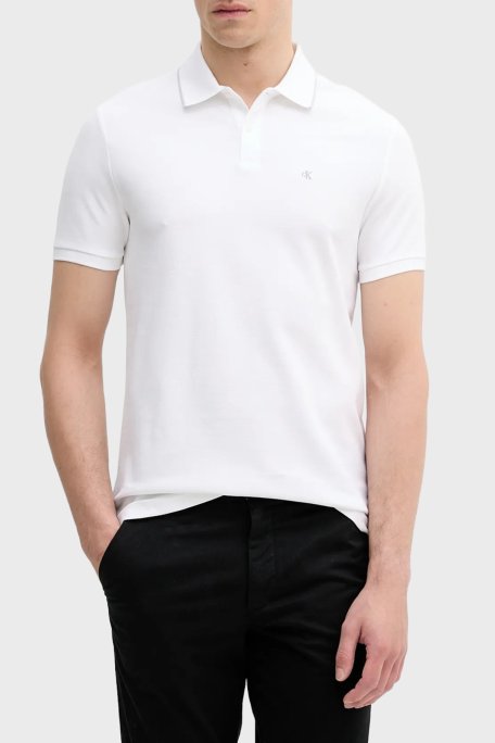 Calvin Klein Desenli % 100 Pamuk Regular Fit Düğmeli LV04LC239GYAF Erkek Polo LV04LC239G YAF BEYAZ - Calvin Klein