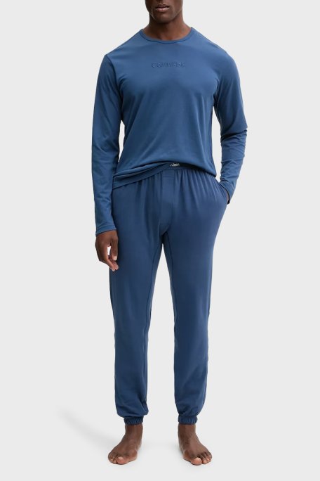 Calvin Klein Desenli Pamuklu Regular Fit LV00NM2957CEC Erkek Pijama Takımı LV00NM2957 CEC LACİVERT - Calvin Klein