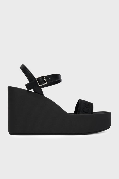 Calvin Klein Hakiki Deri Logolu HW0HW028820GJ Bayan Sandalet HW0HW02882 0GJ SİYAH - Calvin Klein