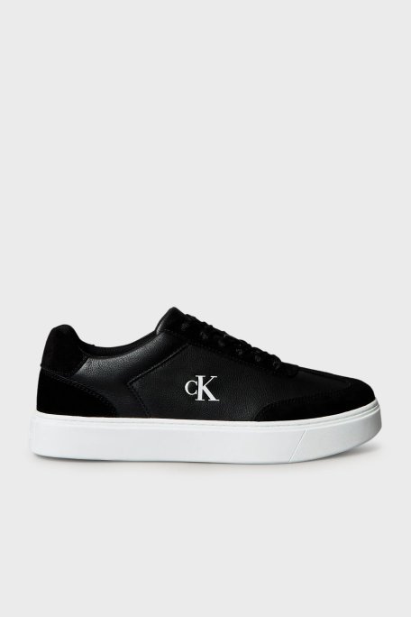 Calvin Klein Hakiki Deri ve Süet Karışımlı Sneaker YM0YM014290GM Erkek Ayakkabı YM0YM01429 0GM SİYAH-BEYAZ - Calvin Klein